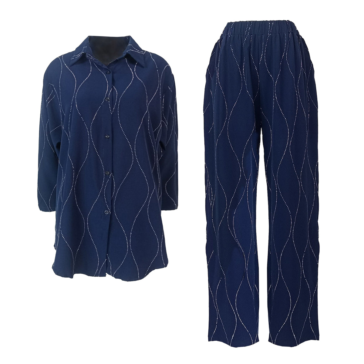 Fancy Resort Long Sleeves Polo and Pants - Bling Waves