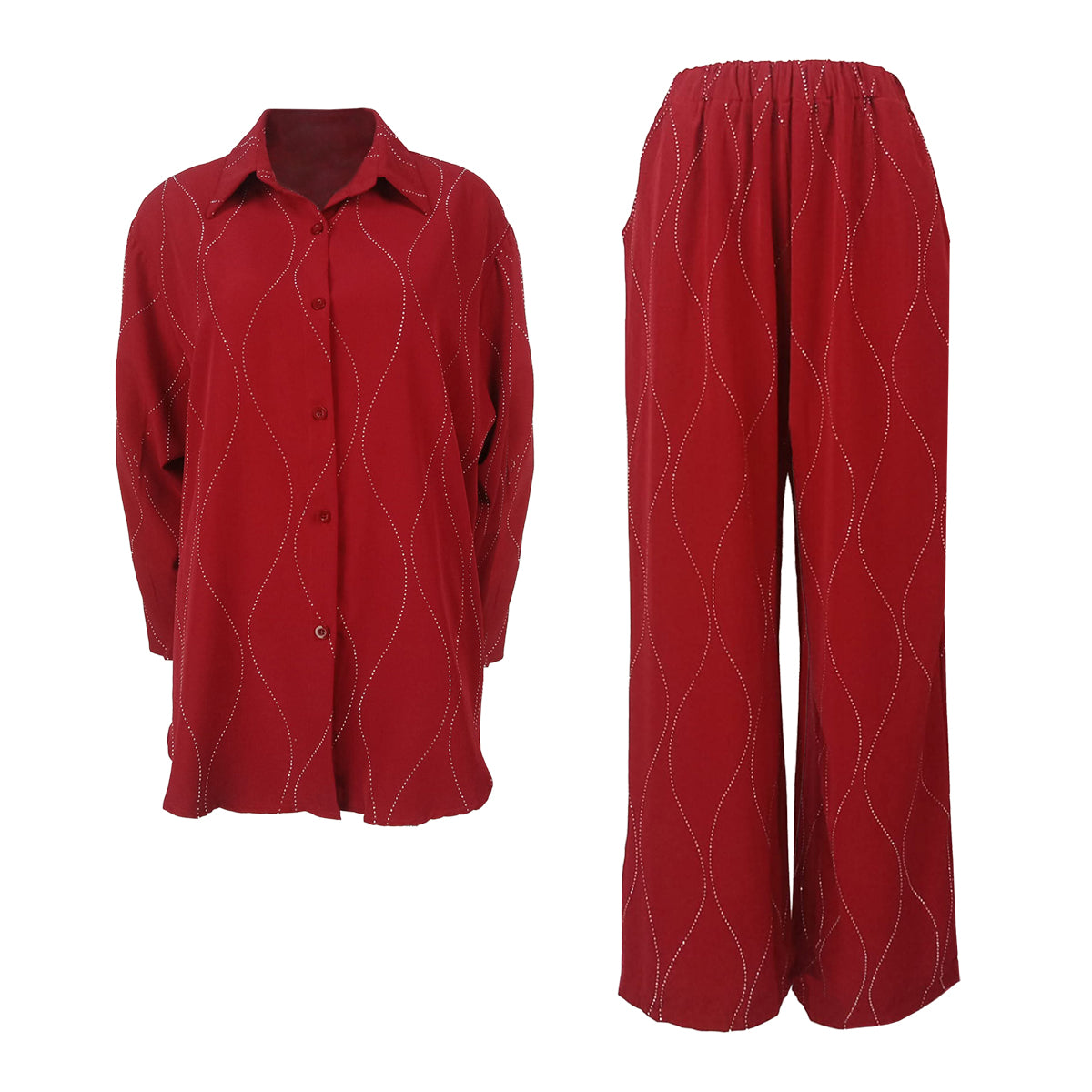 Fancy Resort Long Sleeves Polo and Pants - Bling Waves