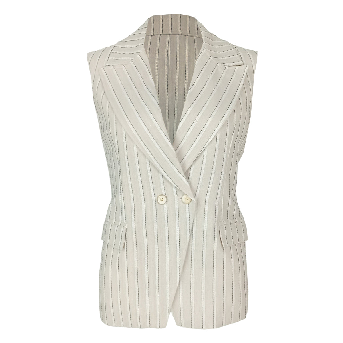 Girl Boss Lux Linen Stripes Double Breast Vest and Pants