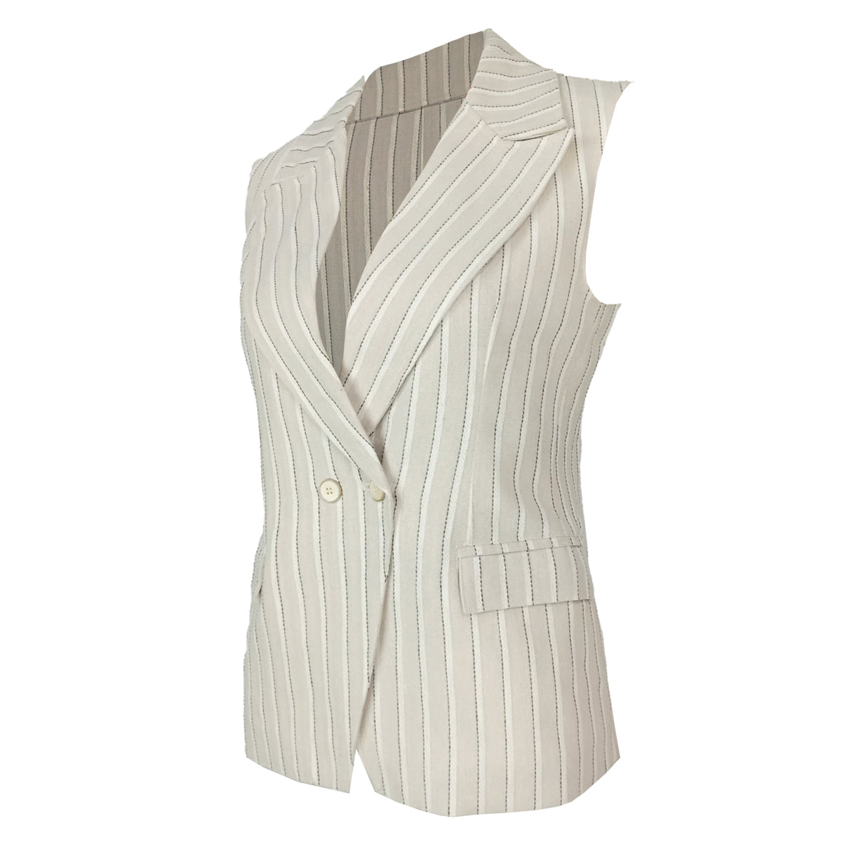 Girl Boss Lux Linen Stripes Double Breast Vest and Pants