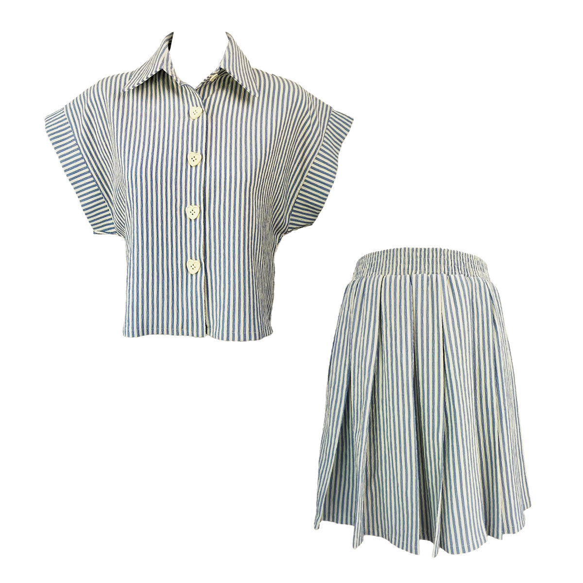 Lovely Stripes Extended Polo and Skirt Set
