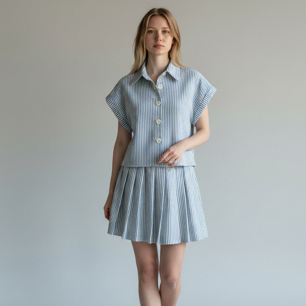 Lovely Stripes Extended Polo and Skirt Set