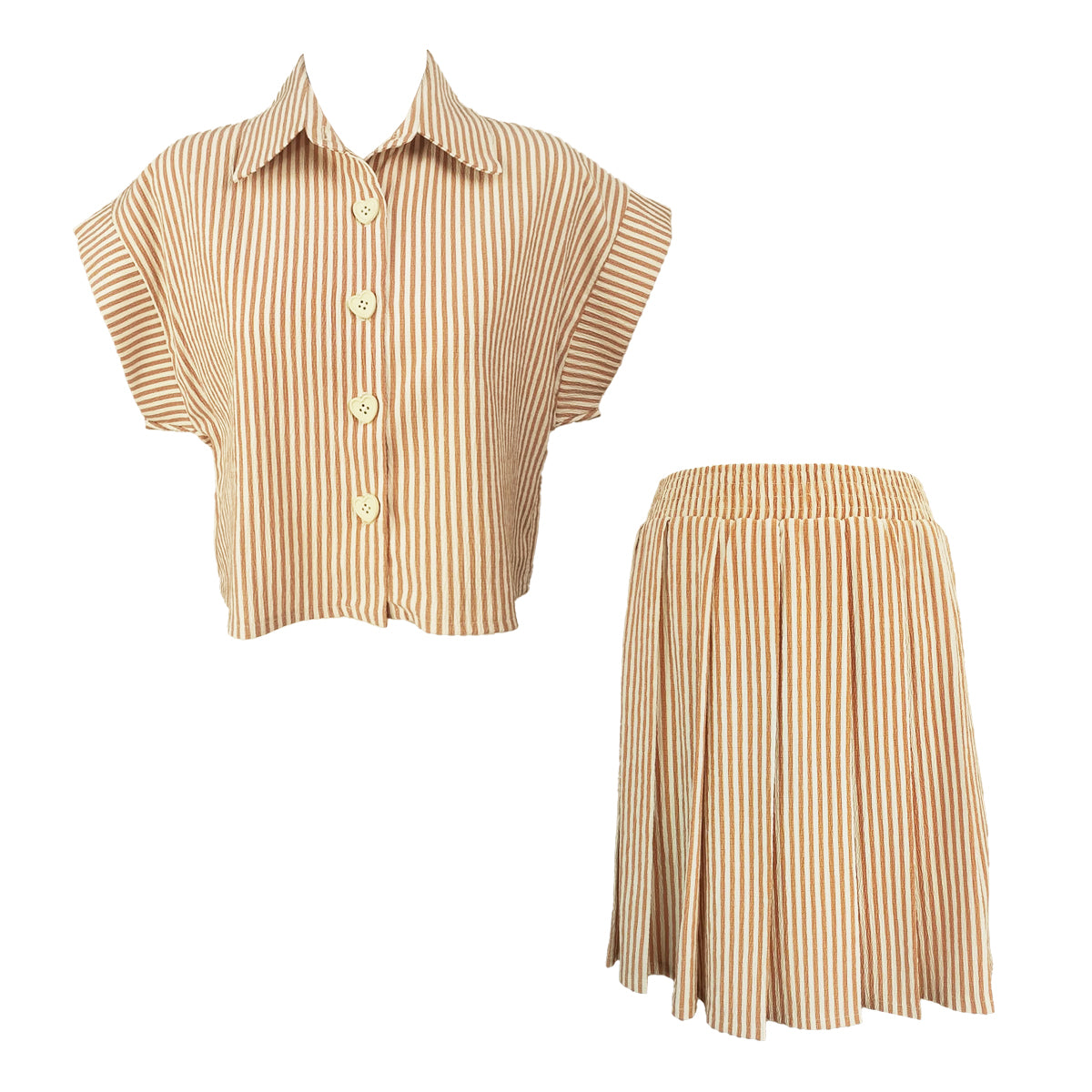 Lovely Stripes Extended Polo and Skirt Set