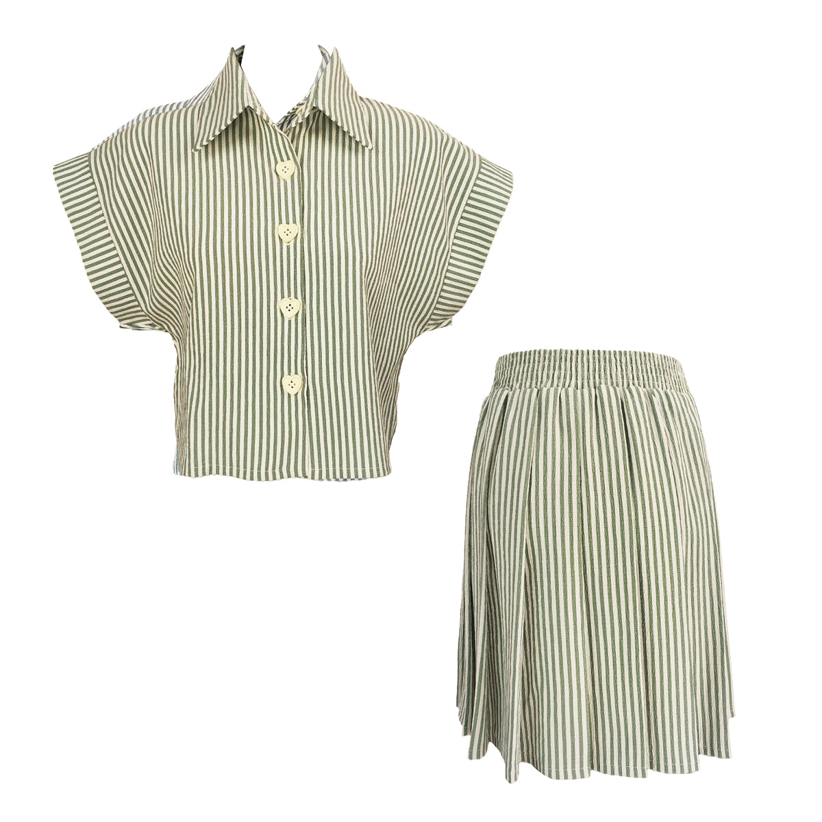 Lovely Stripes Extended Polo and Skirt Set