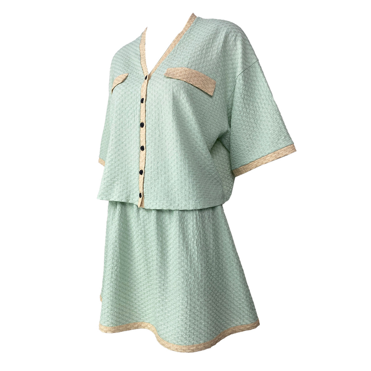 Therese Button Down Top and Skirt Set Combination