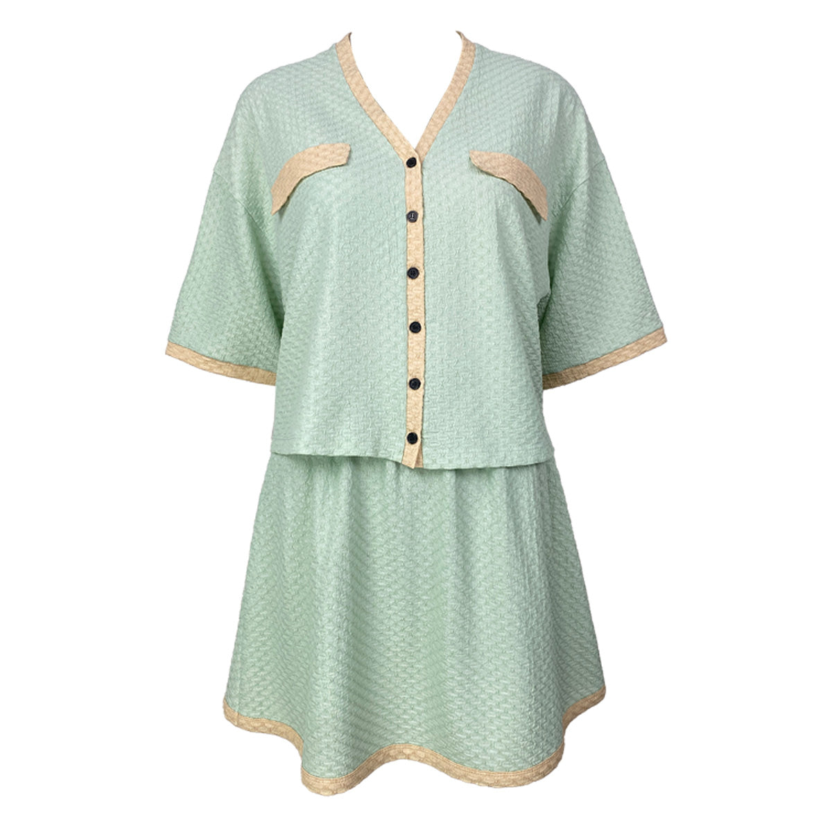 Therese Button Down Top and Skirt Set Combination