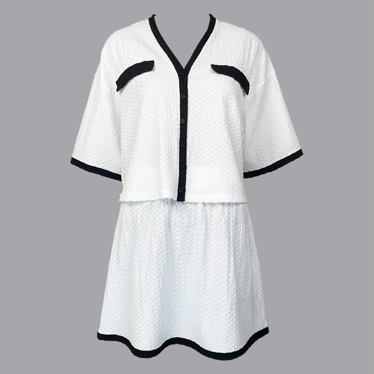 Therese Button Down Top and Skirt Set Combination