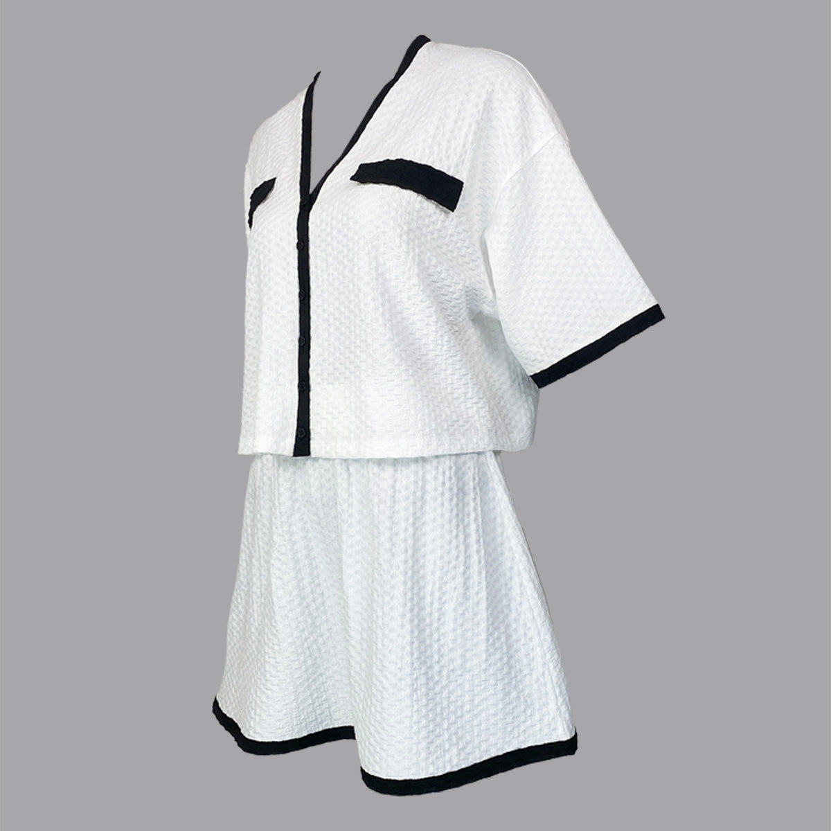 Therese Button Down Top and Skirt Set Combination