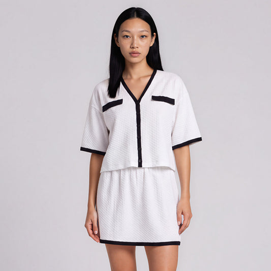 Therese Button Down Top and Skirt Set Combination