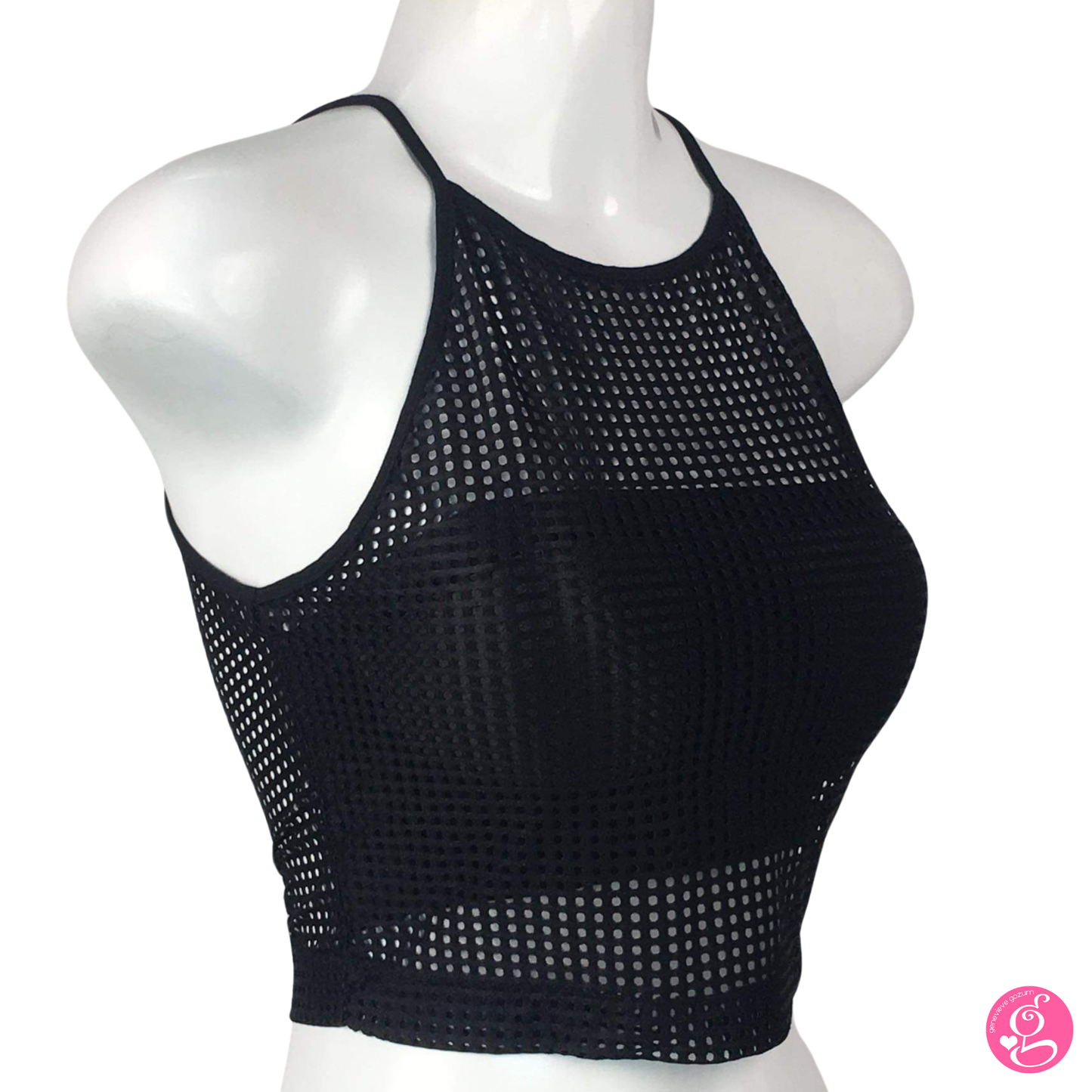 Lisa Net Halter Tank Top with Built In Bust Pads