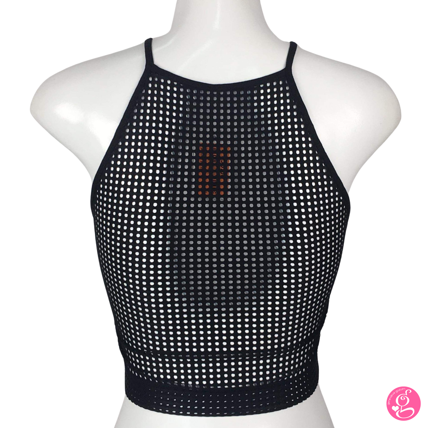 Lisa Net Halter Tank Top with Built In Bust Pads