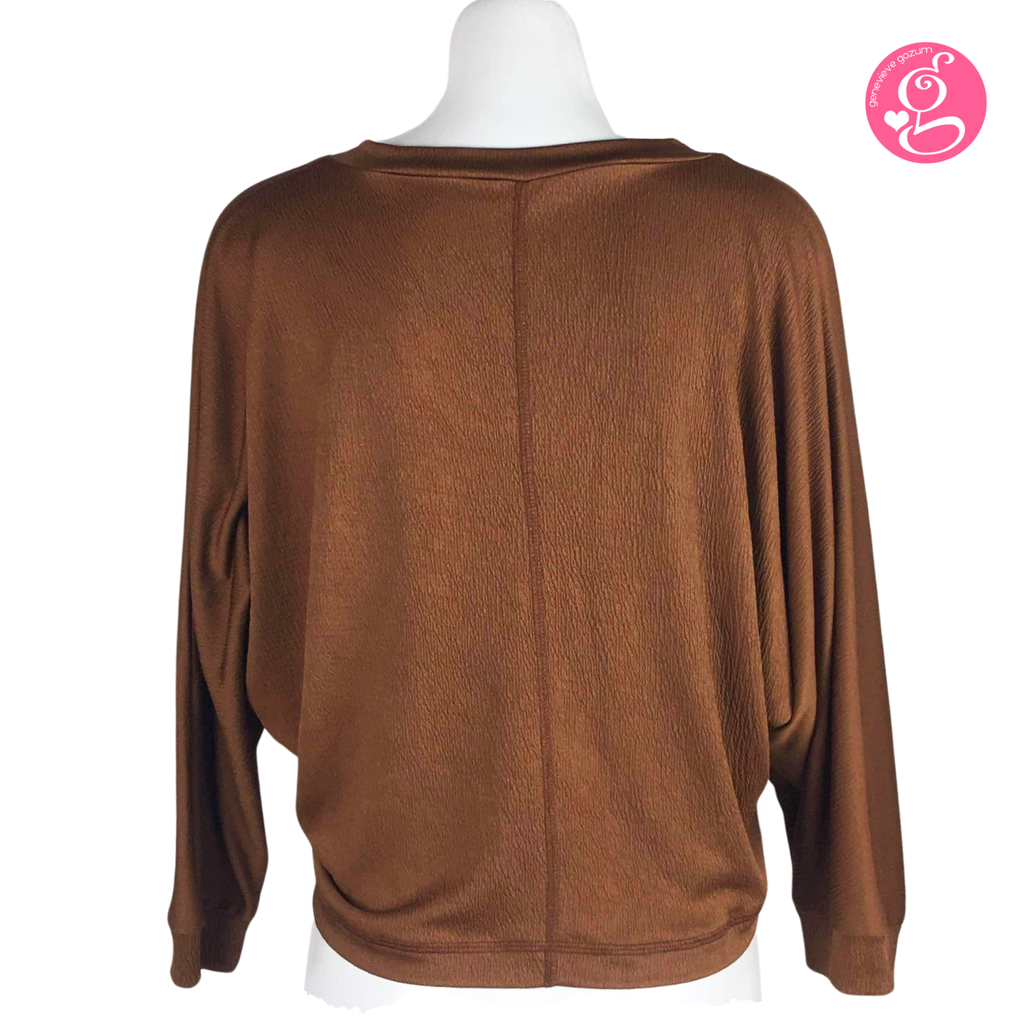 Genevieve Gozum Stitch Crepe Pullover Blouse with Dolman Sleeves & V Neck