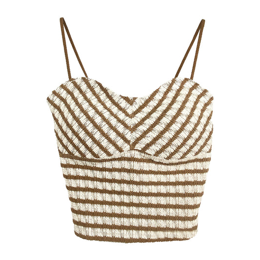 Royal Knit Tank Top Stripes with Bust Pads