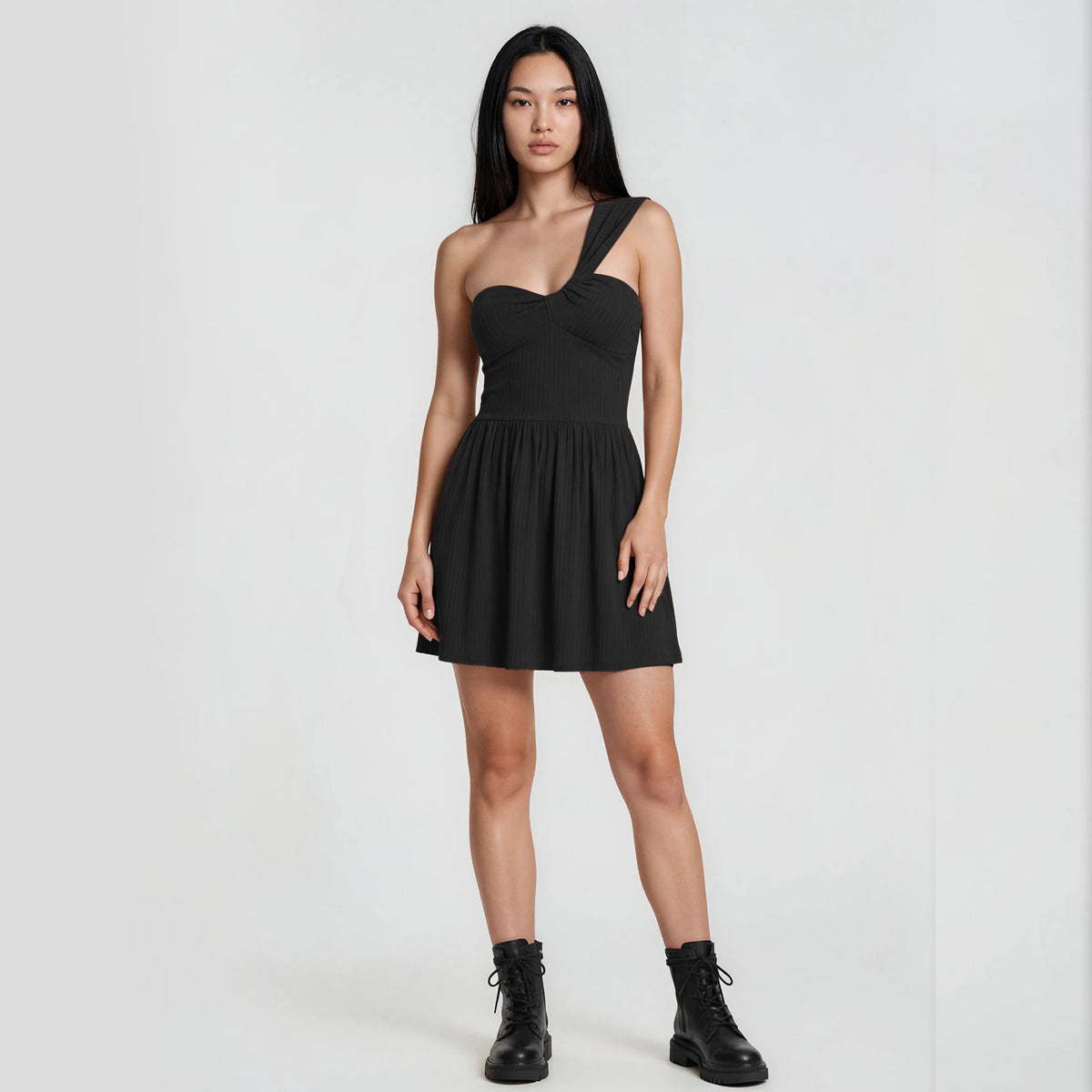 Aliah One Shoulder Skater Mini Dress