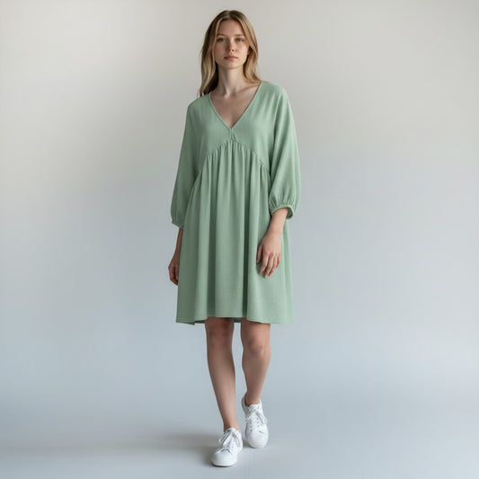 Ariel Cool Cotton Deep V Dress
