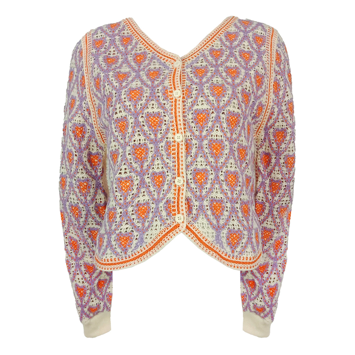 Coachella Retro Hearts Y2K Cardigan