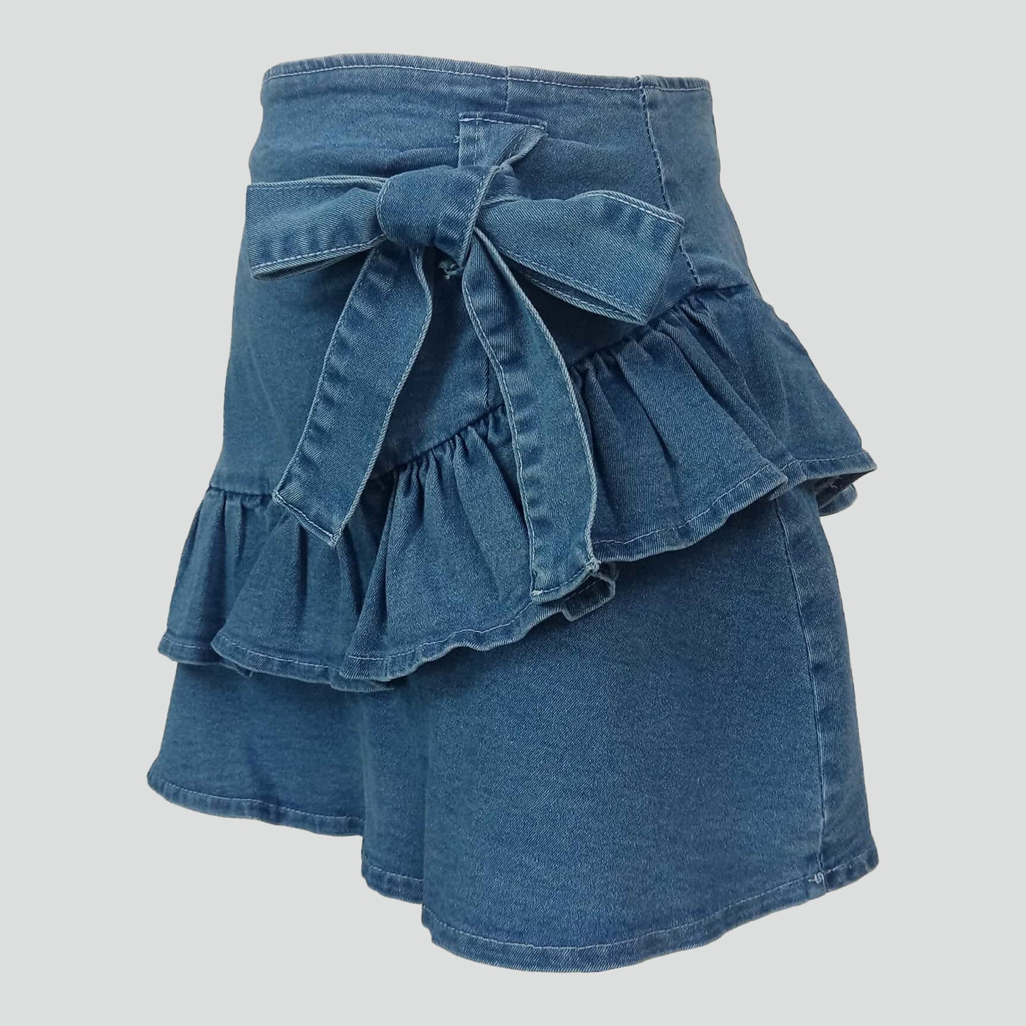 Side Bow and Ruffles Ultra Stretch Skirt