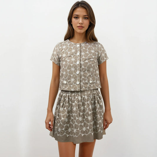Gabriel Button Down Set Mini Skirt