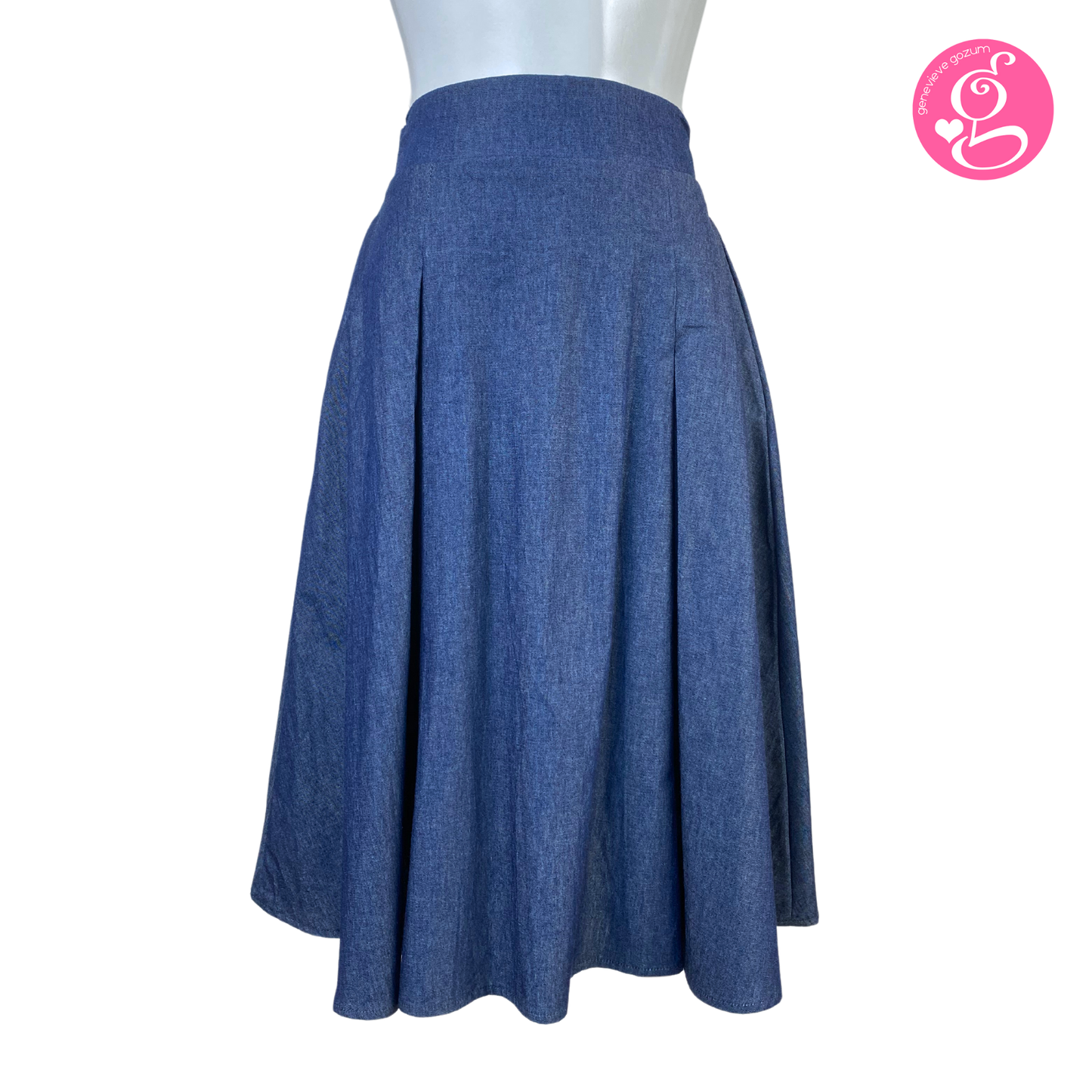 Lightweight Denim Skirt Knee Length