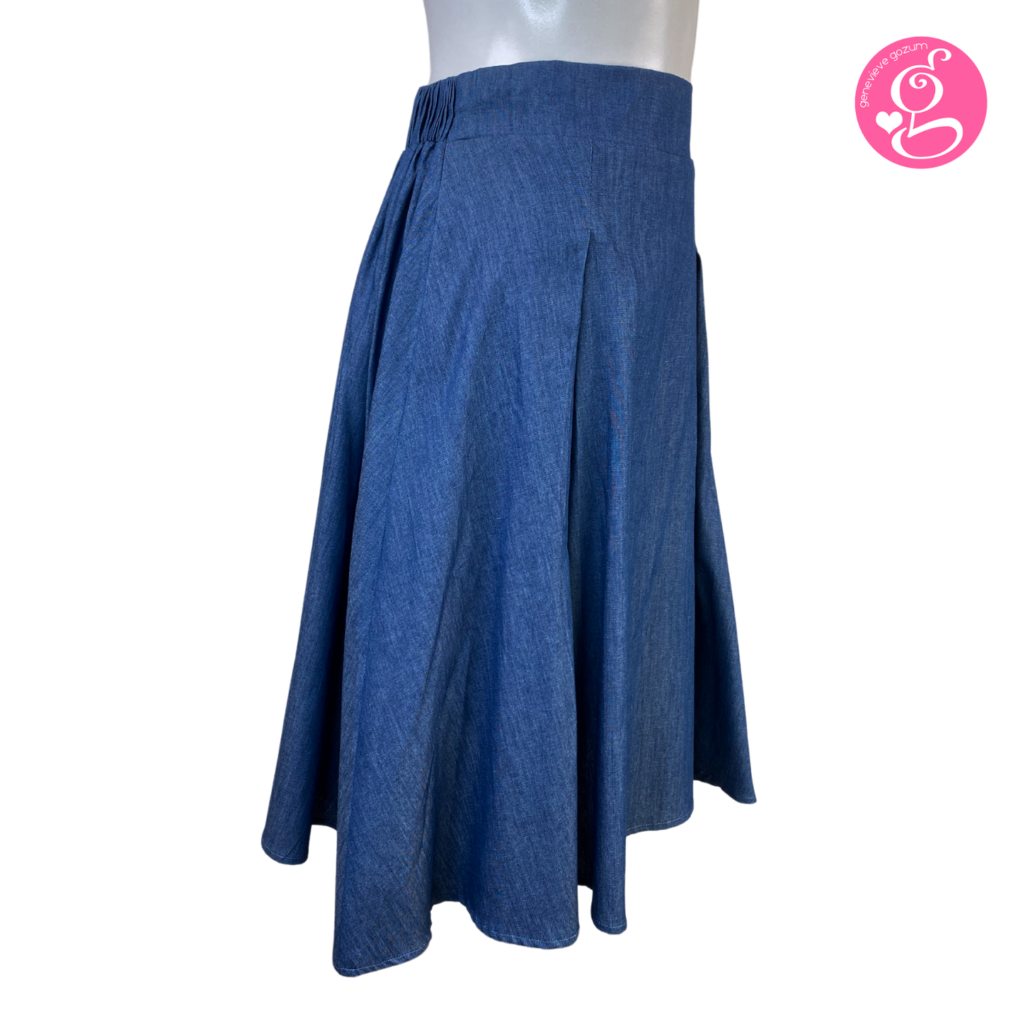 Lightweight Denim Skirt Knee Length