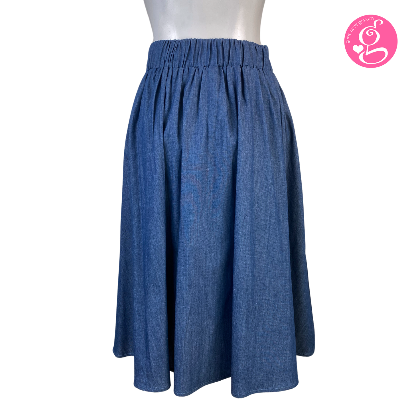 Lightweight Denim Skirt Knee Length