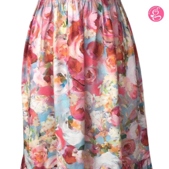 Organic Pastel & Blooms Sweetheart Maxi Dress Watercolor Roses