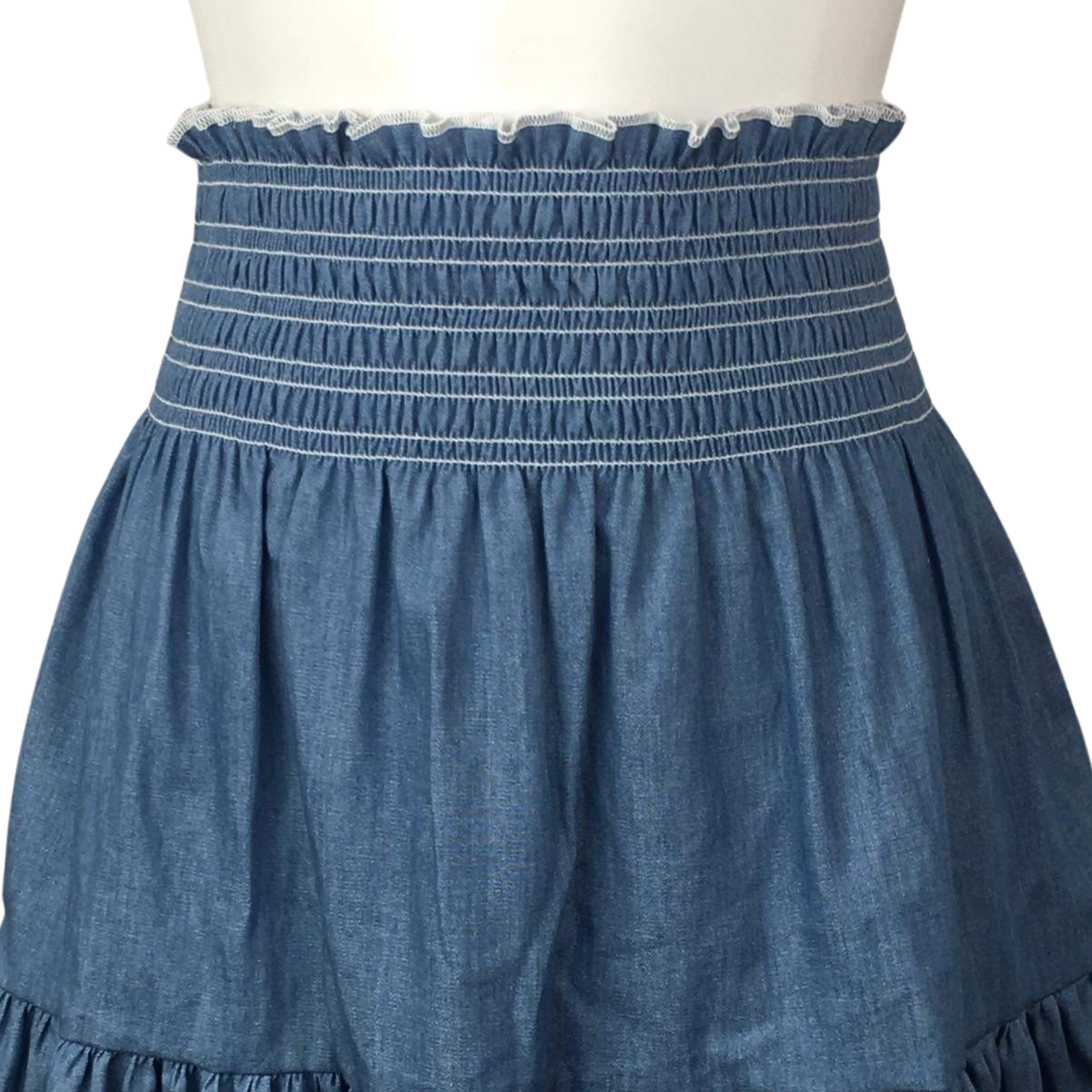 Washed Light Denim Short Layer Skirt