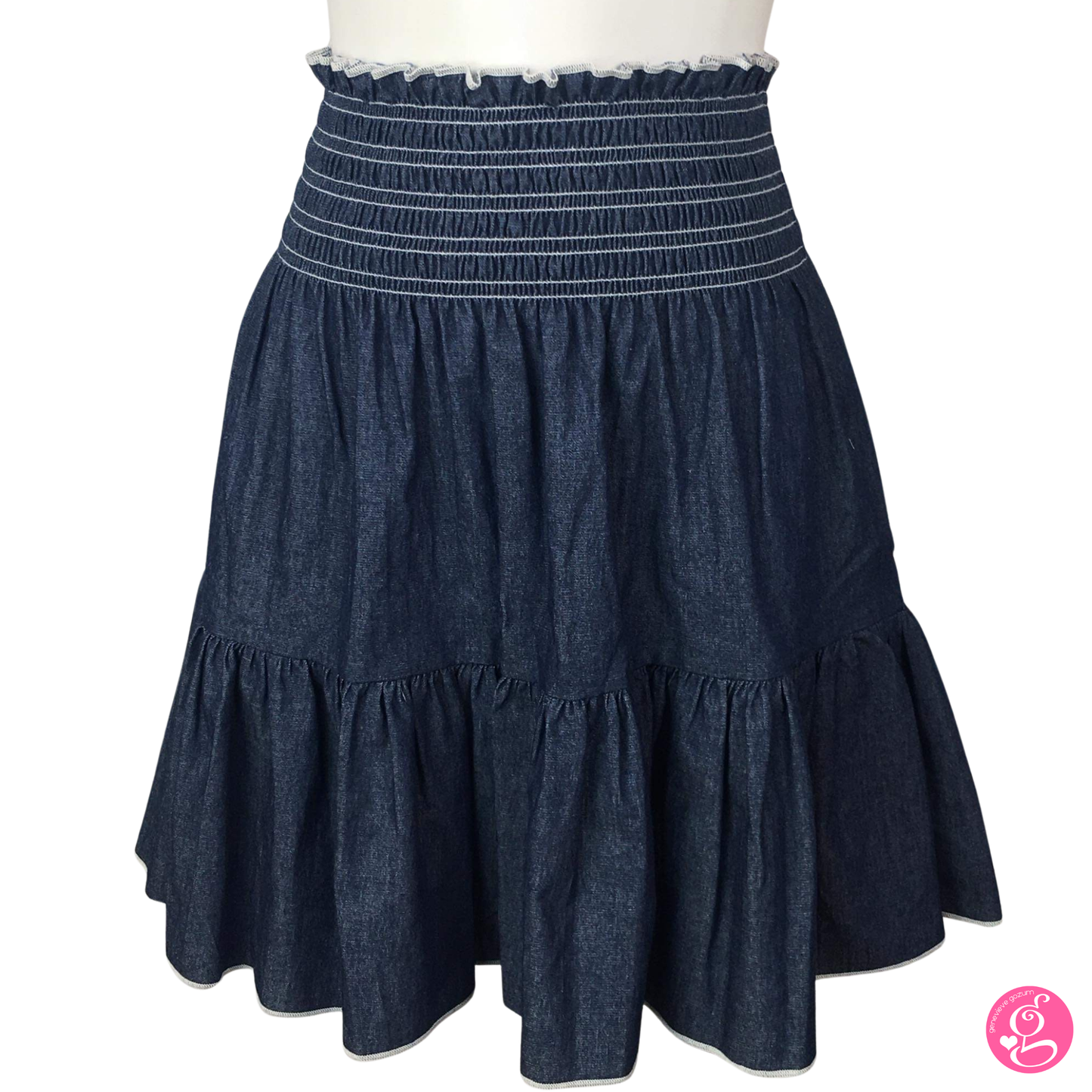 Washed Light Denim Short Layer Skirt