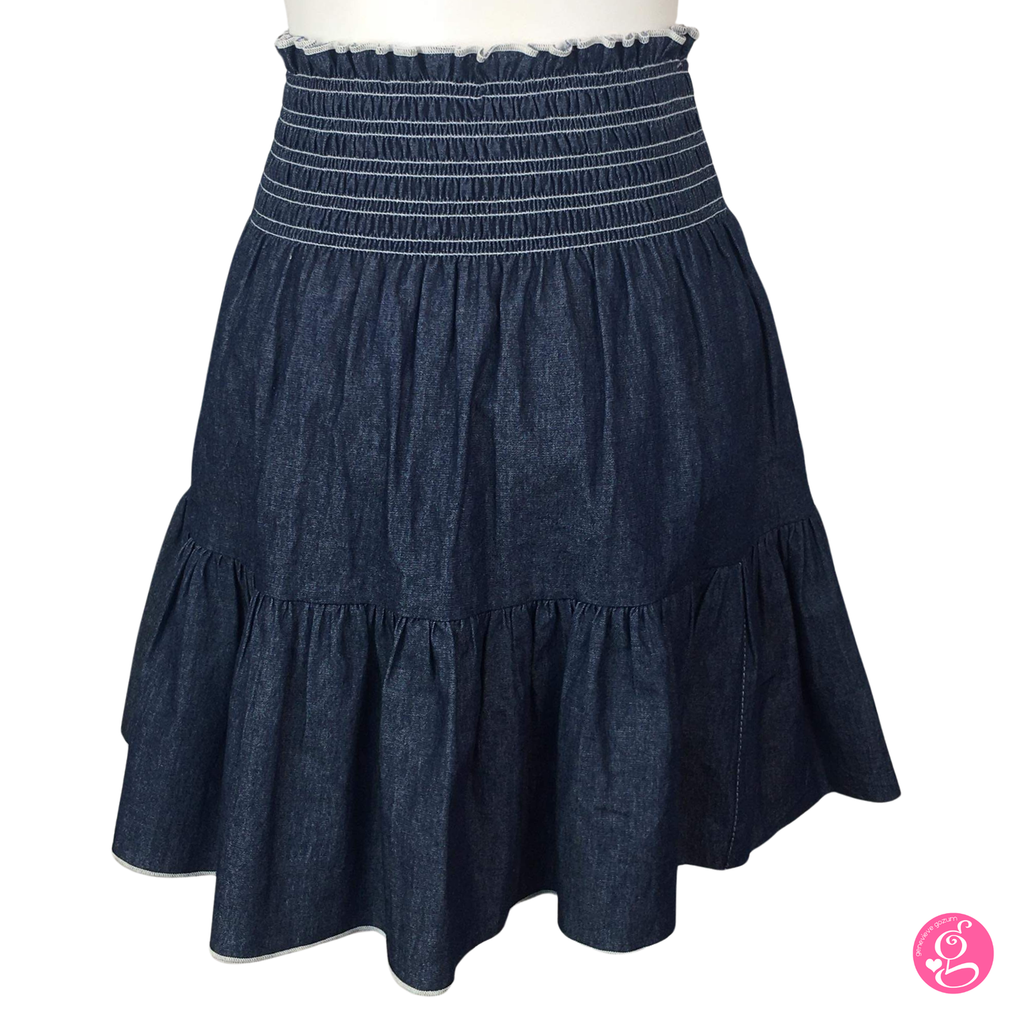 Washed Light Denim Short Layer Skirt