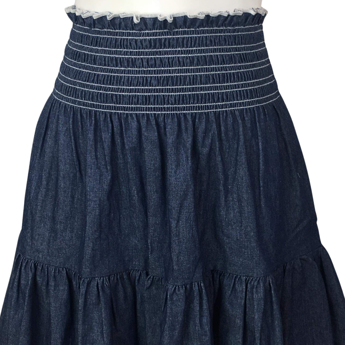 Washed Light Denim Short Layer Skirt