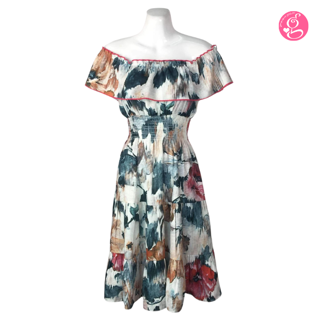 Watercolor Blooms Tea Length Dress