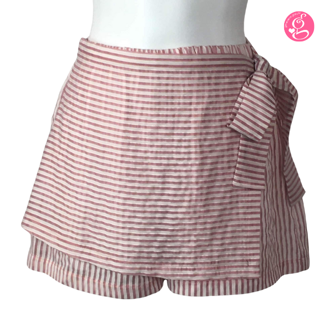 Candy Stripes Fabric Skort with Tie Side