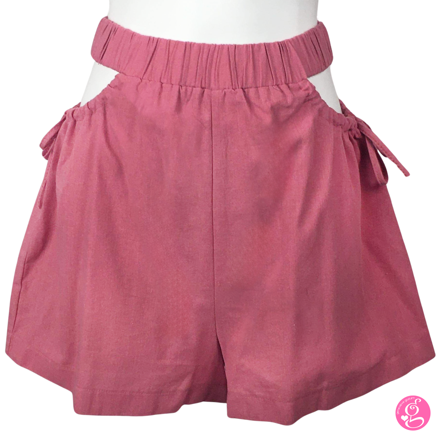 Cotton Linen Plain Peek-A-Boo Shorts