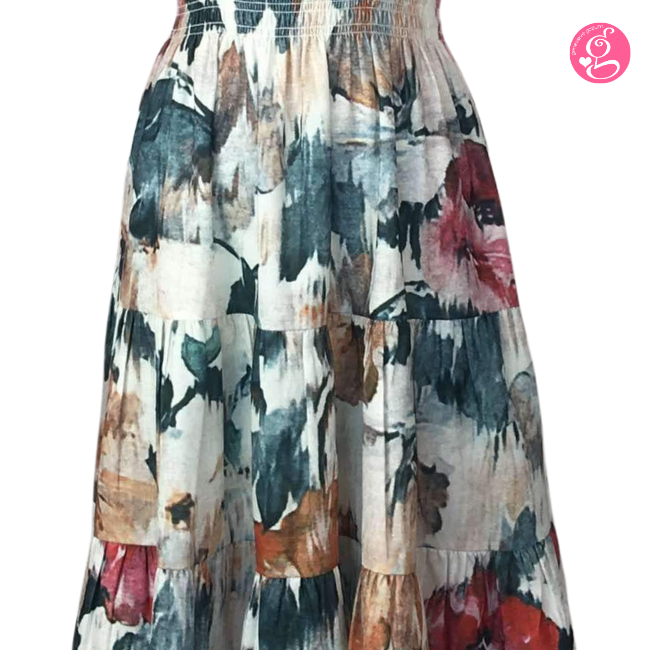 Watercolor Blooms Tea Length Dress