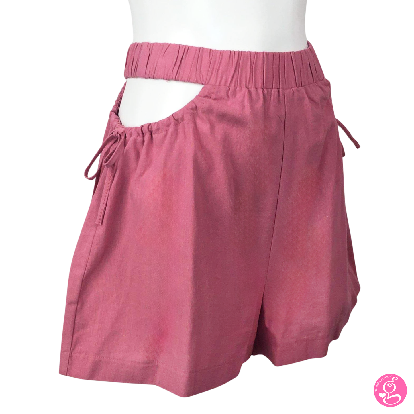 Cotton Linen Plain Peek-A-Boo Shorts