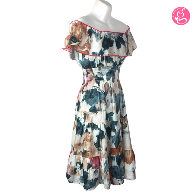 Watercolor Blooms Tea Length Dress