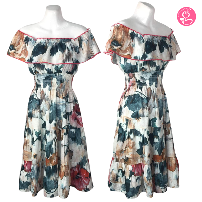 Watercolor Blooms Tea Length Dress