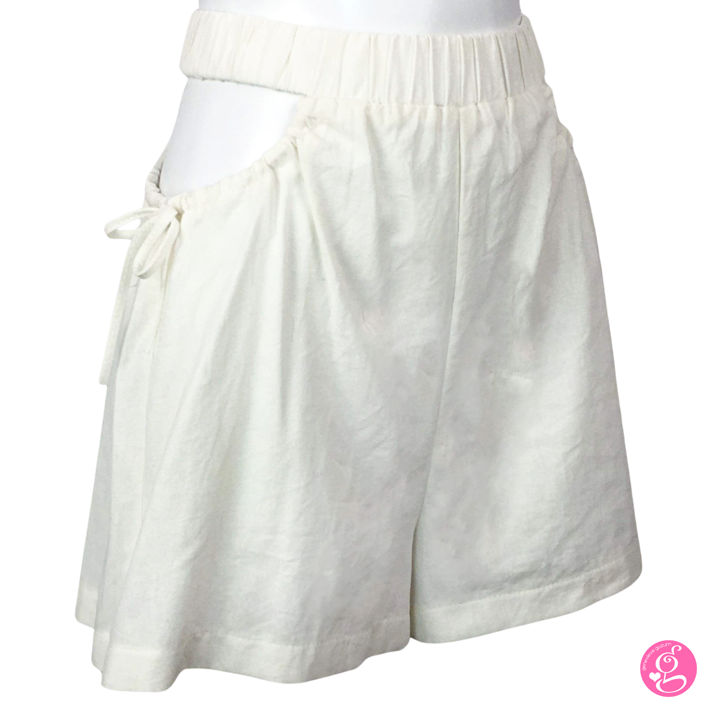 Cotton Linen Plain Peek-A-Boo Shorts