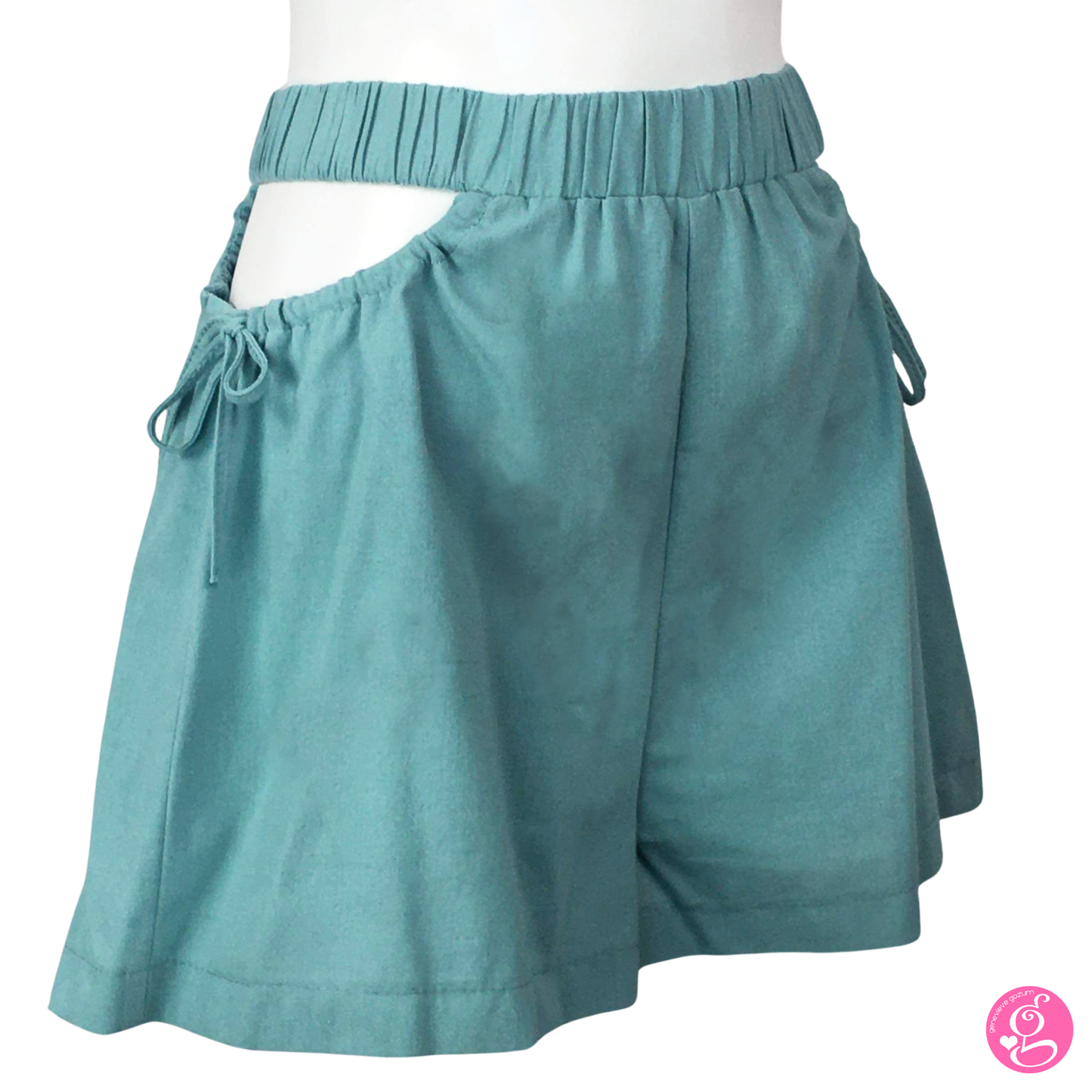 Cotton Linen Plain Peek-A-Boo Shorts