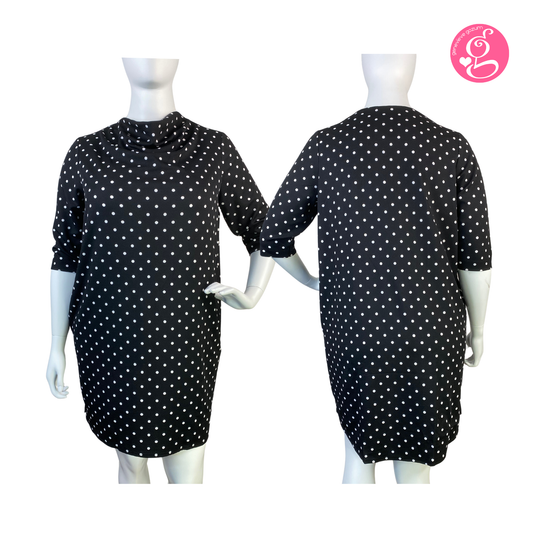 Simply Cowl Neck Polka Dress