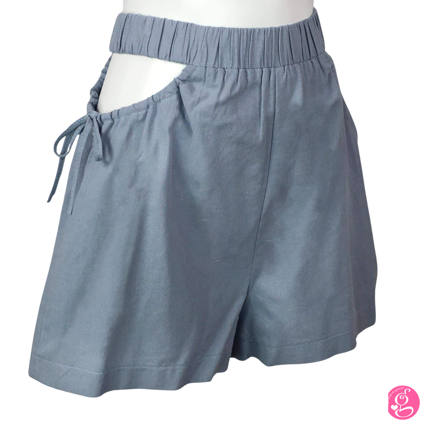 Cotton Linen Plain Peek-A-Boo Shorts