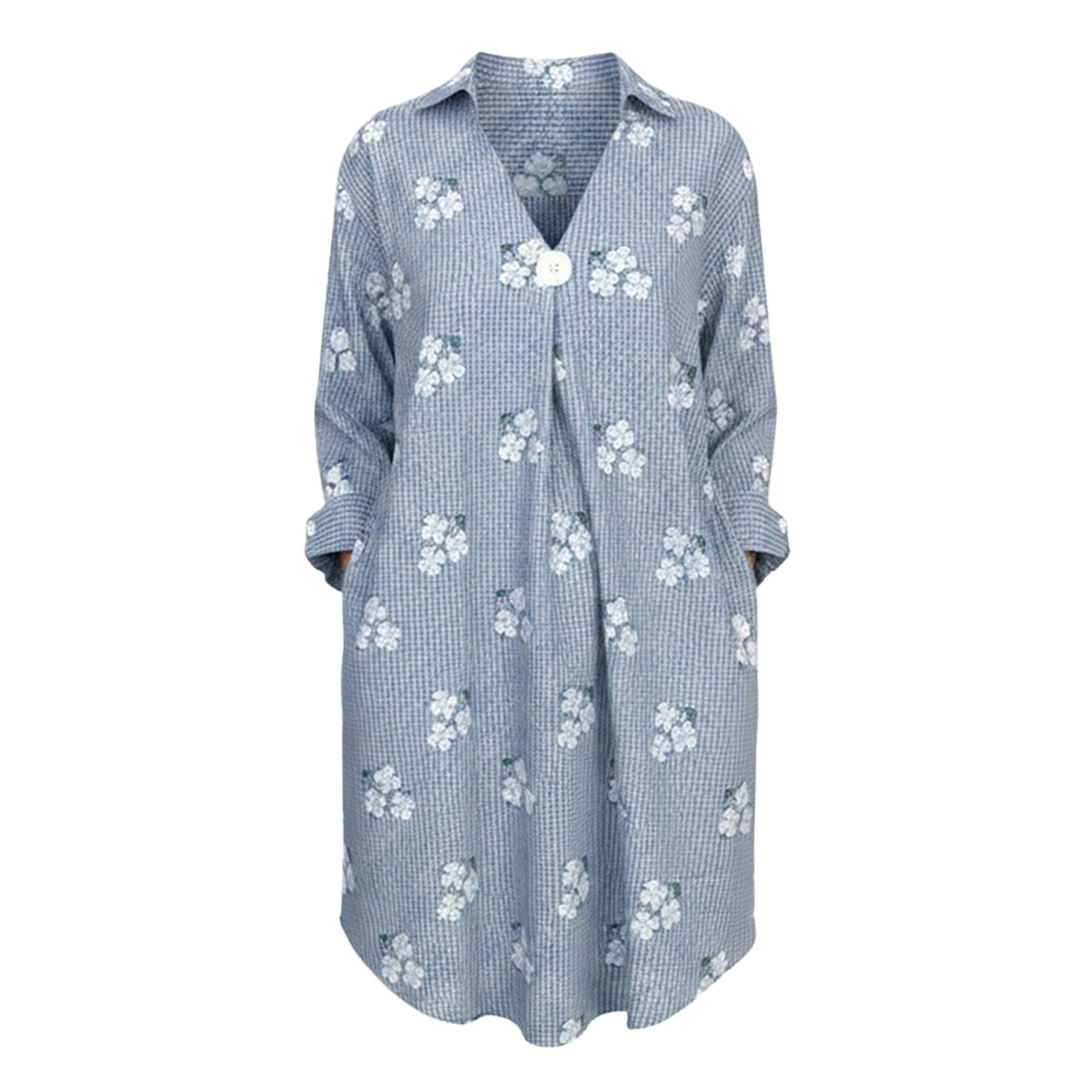 Candy Checkered & Floral Shirt Dress