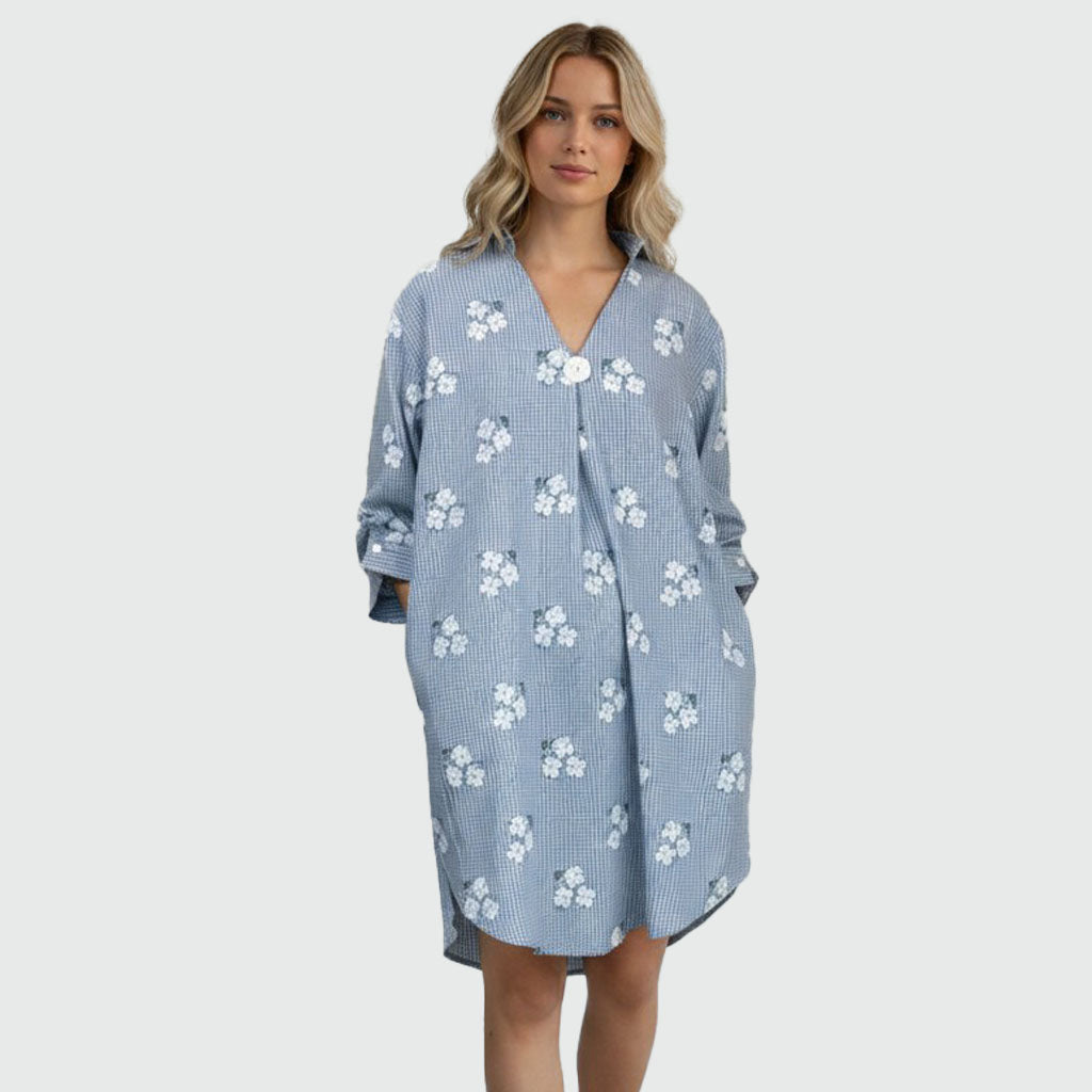 Candy Checkered & Floral Shirt Dress