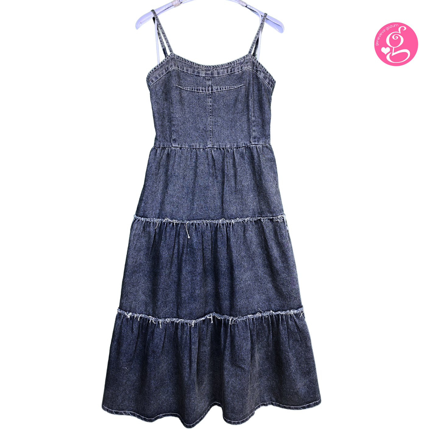 Sweet Denim Dress Lovie Layered Raw Edge