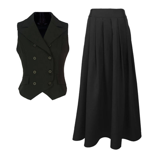 Girl Boss Double Overlap Vest and Skirt Set