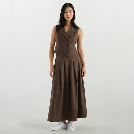 Girl Boss Double Overlap Vest and Skirt Set