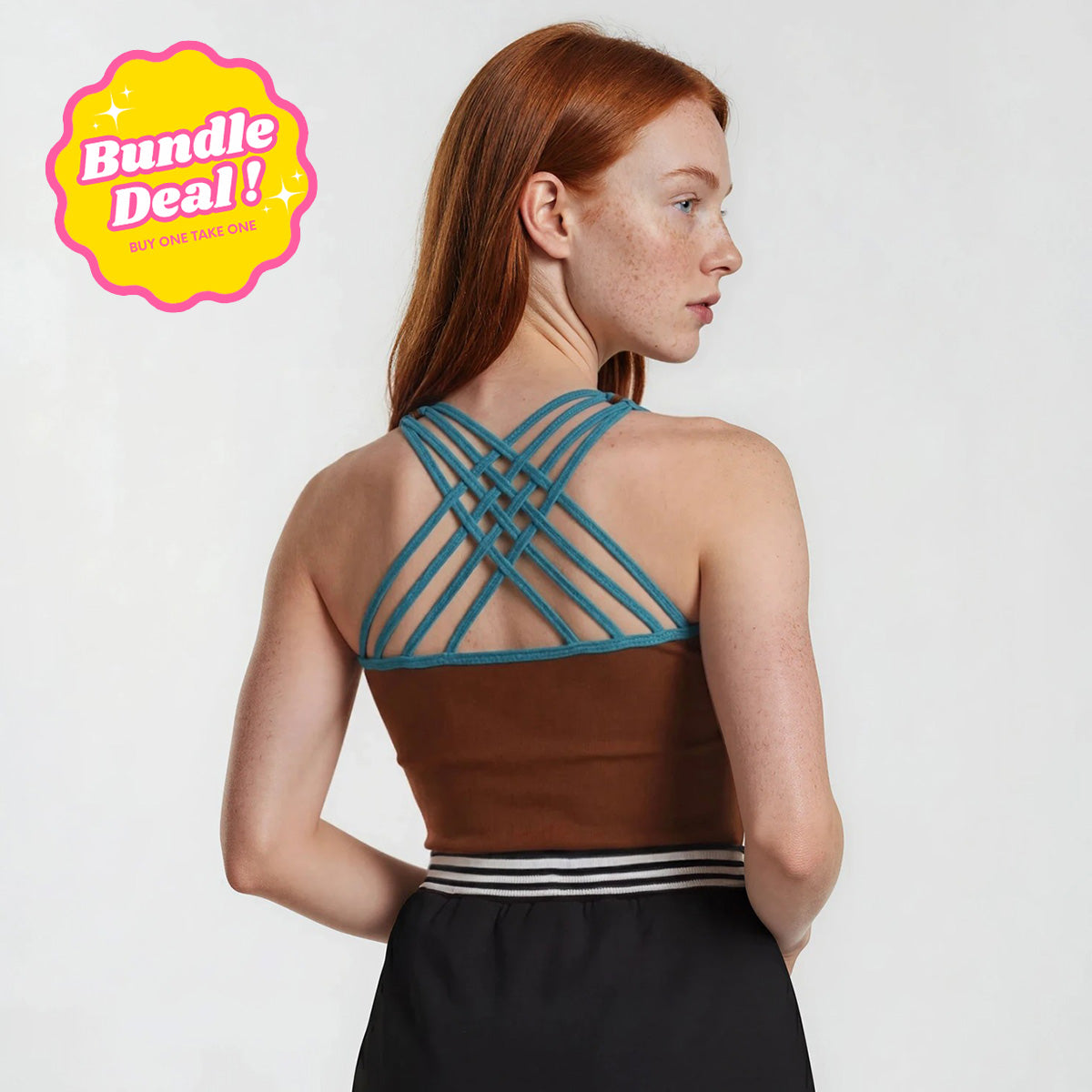 Get Strappy Woven Back Tank Top