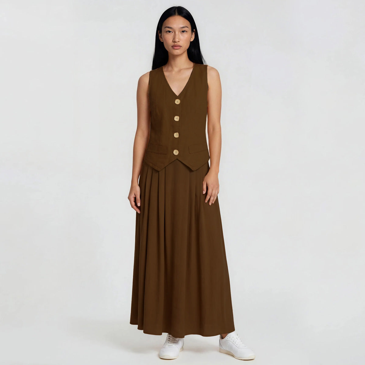 Organic Linen Vest & Maxi Skirt Set