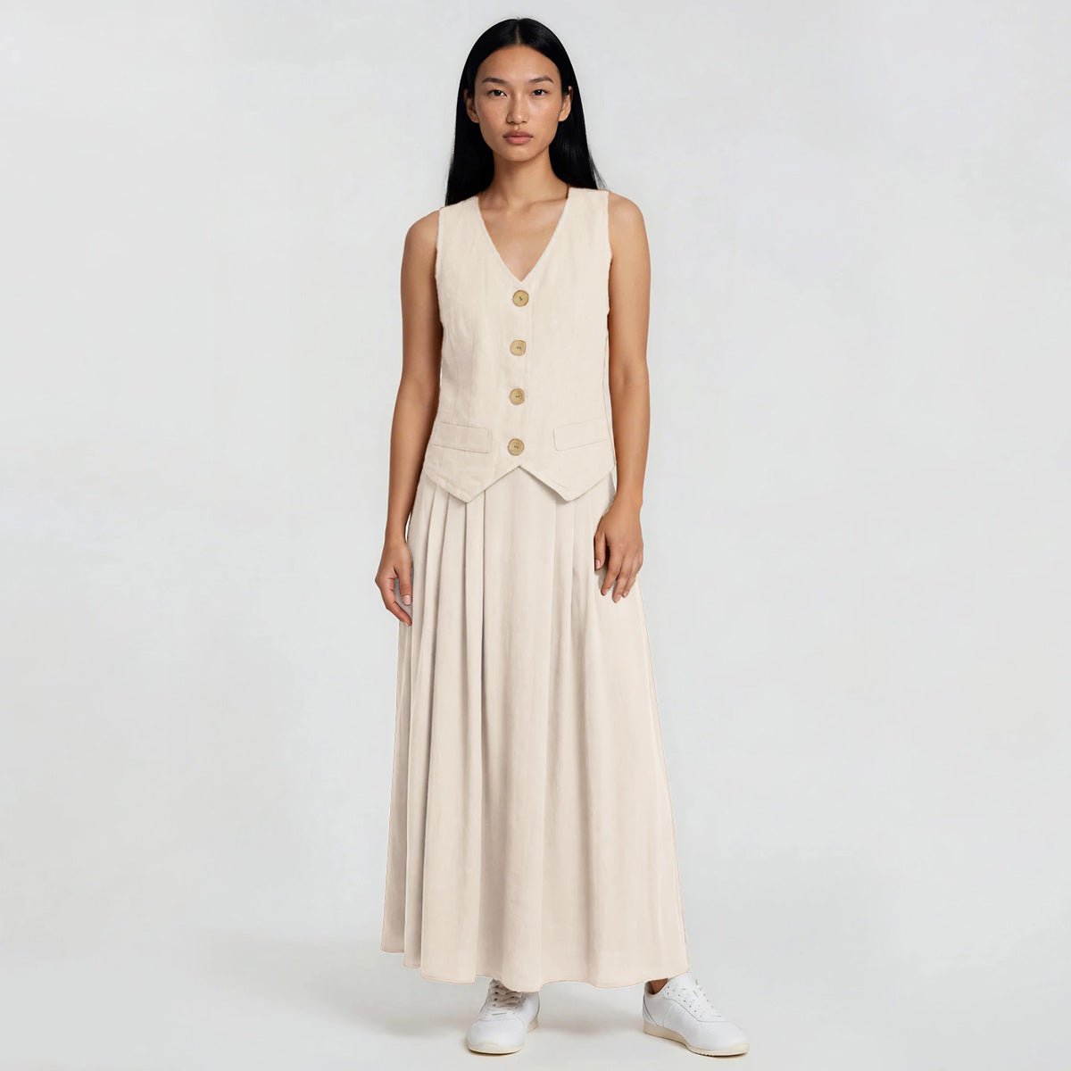 Organic Linen Vest & Maxi Skirt Set