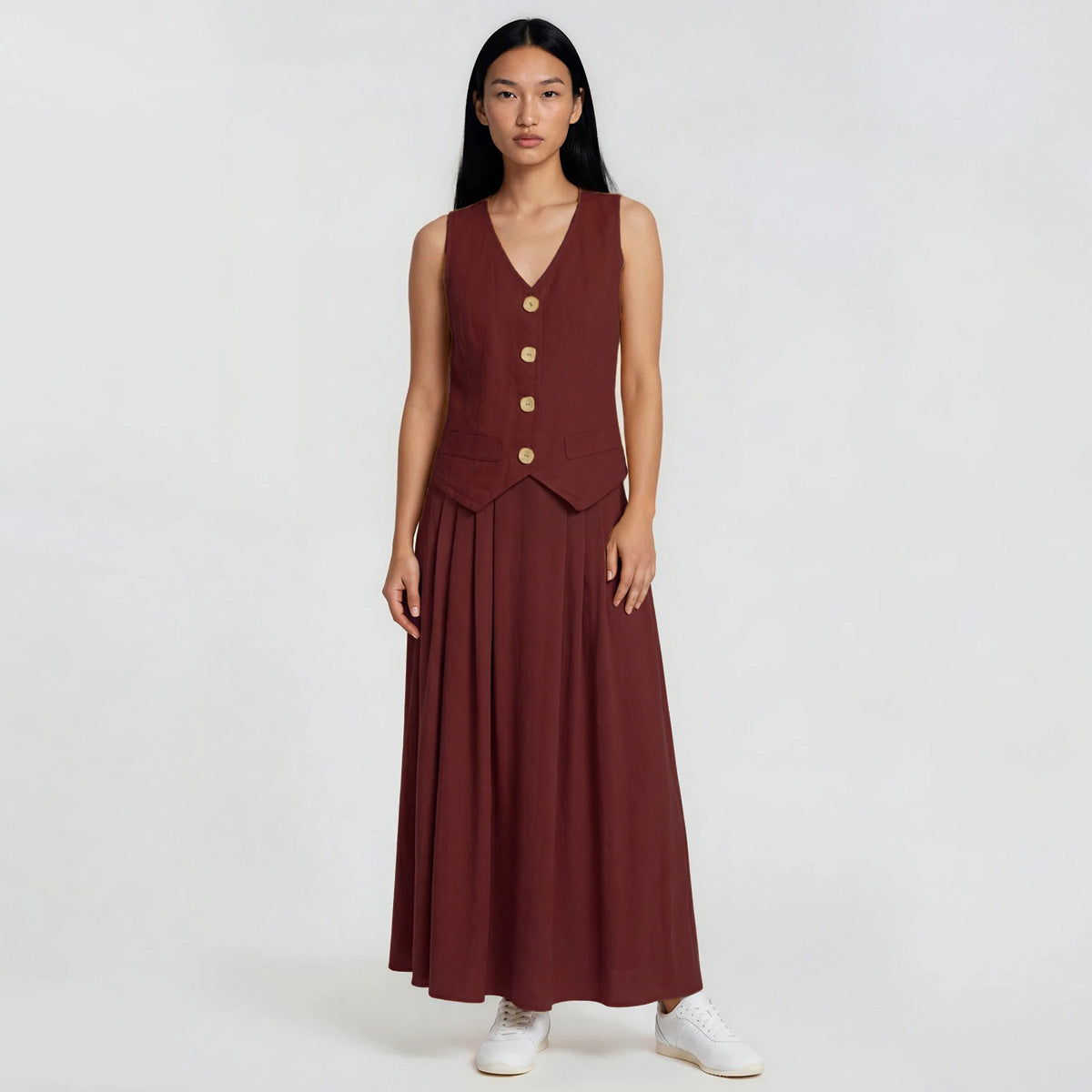 Organic Linen Vest & Maxi Skirt Set